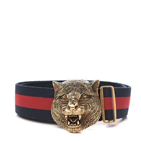 gucci feline buckle web belt|gucci leather belt.